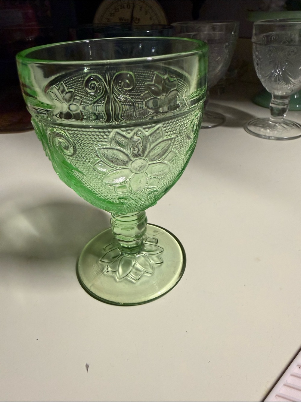 Indiana tiara sandwich pattern glass/goblet